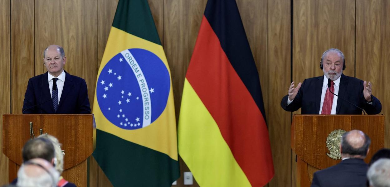 Presidente Lula e chanceler alemão, Olaf Scholz, em Brasília. 30/01/2023