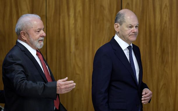 Presidente Lula e chanceler alemão Olaf Scholz falam à imprensa no Palácio do Planalto, em Brasília. 30/01/2023