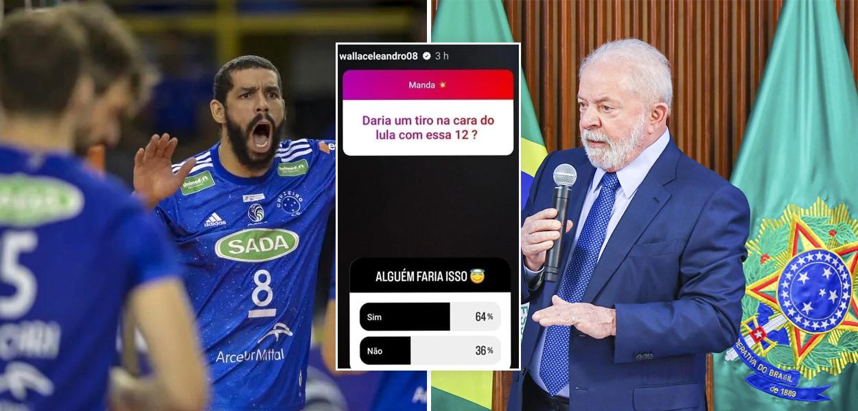 Wallace de Souza (à esq.), postagem dele em rede social e Luiz Inácio Lula da Silva