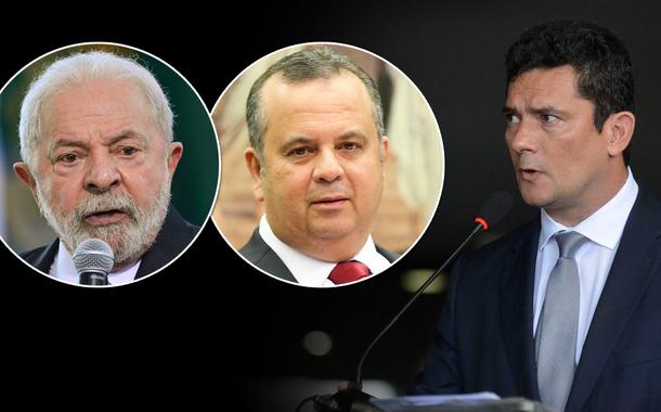 Da esq. para a dir.: Luiz Inácio Lula da Silva, Rogério Marinho e Sergio Moro