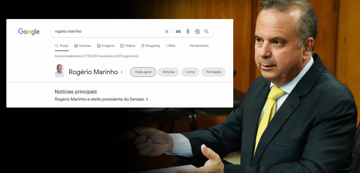 Rogério Marinho é tido no Google como vitorioso na disputa pela presidência do Senado, apesar de o favorito ser Rodrigo Pacheco