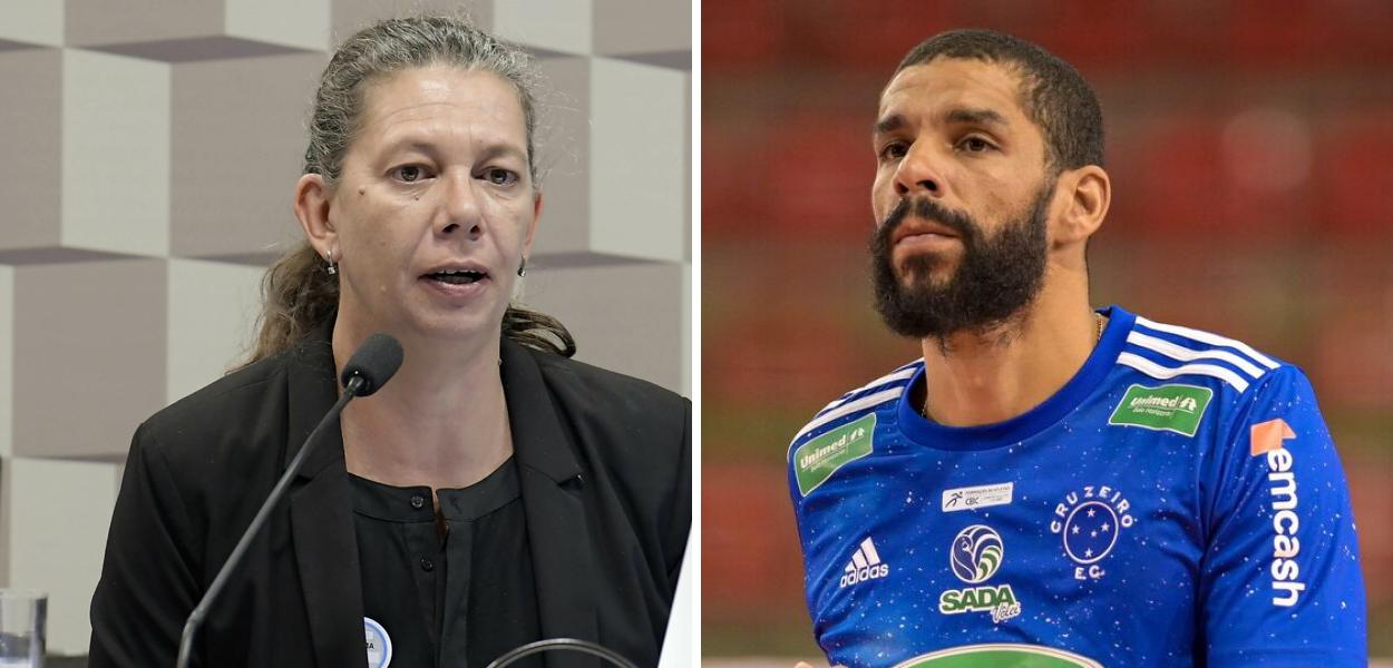 Ana Moser e o jogador de vôlei Wallace