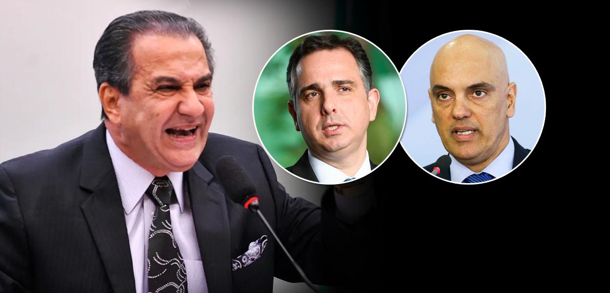 Da esq.: para dir.: Silas Malafaia, Rodrigo Pacheco e Alexandre de Moraes