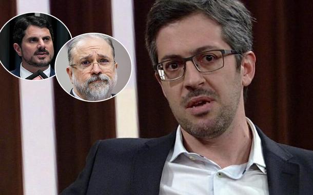 Da esq. para a dir.: senador Marcos do Val, do Podemos-ES (à esq., em círculo), o procurador Augusto Aras (barba branca) e o jurista Conrado Hubner