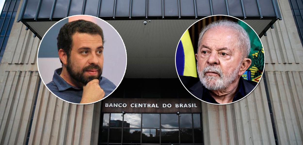 Guilherme Boulos, do PSOL-SP (à esq.), Banco Central e Luiz Inácio Lula da Silva (PT)