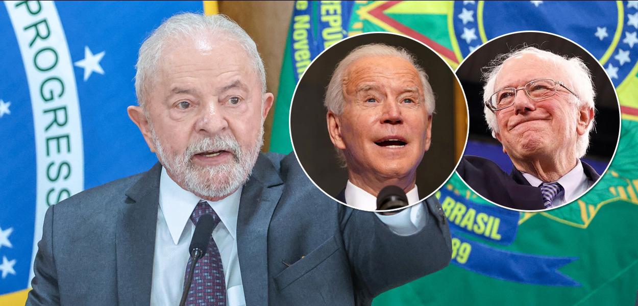 Da esq. para a dir.: Luiz Inácio Lula da Silva, Joe Biden e Bernie Sanders