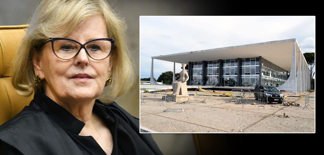 Rosa Weber e prédio do STF depredado após 8/1