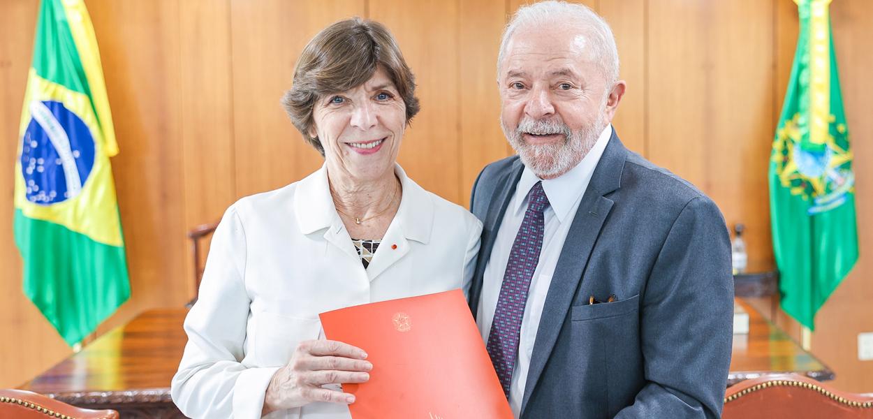 Presidente da República, Luiz Inácio Lula da Silva, durante audiência com a ministra da Europa e dos Negócios Estrangeiros da República Francesa, Catherine Colonna. Palácio do Planalto, Brasília. 08.02.2023
