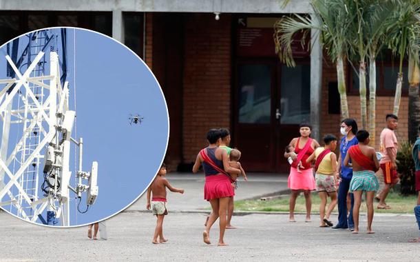 Antenas de internet na terra indígena ianomâmi