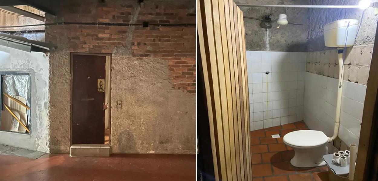 Quarto onde idosa foi encontrada em Garibaldi | Banheiro disponível perto de quarto onde mulher vivia em hotel de Garibaldi