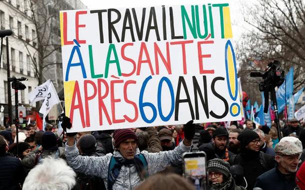 Trabalhadores protestam contra a reforma da Previdência na França