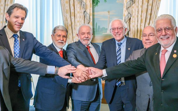 Presidente da República, Luiz Inácio Lula da Silva, durante audiência com o Senador Bernie Sanders. Washington (EUA). 10/02/2023