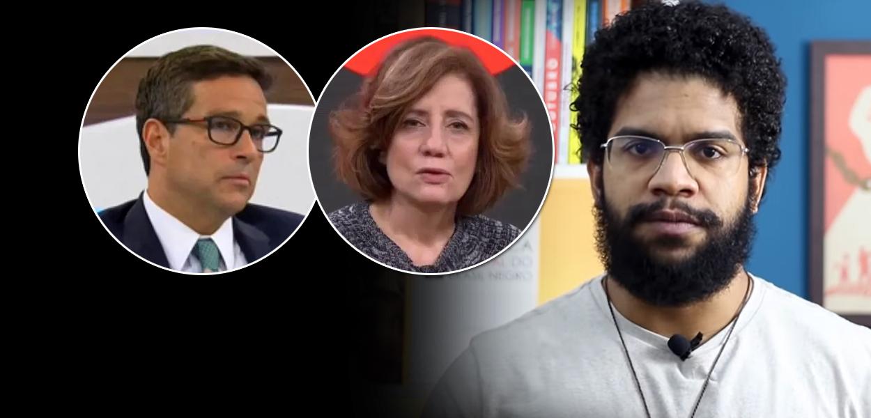 Da esq. para a dir.: Roberto Campos Neto, Miriam Leitão e Jones Manoel