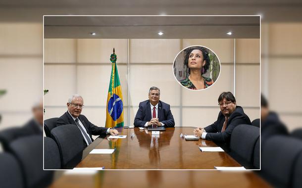 Da esq. para a dir. na mesa: Marfan Martins Vieira, Flávio Dino e Luciano Mattos.  Marielle Franco  em círculo