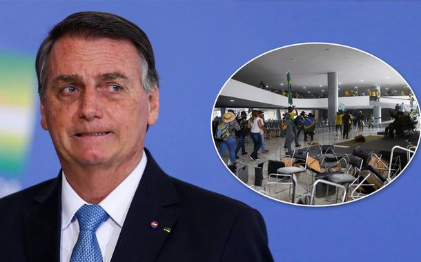 Bolsonaro e bolsonaristas radicais invadindo o Palácio do Planalto em 8 de janeiro