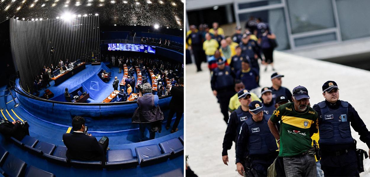 Plenário do Senado e bolsonaristas radicais são detidos no Palácio do Planalto