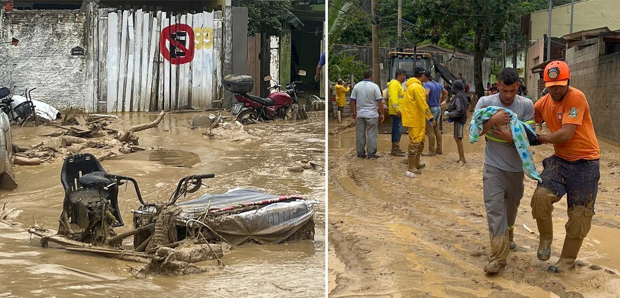 Estrago causado pelas chuvas em São Sebastião, Litoral Norte de São Paulo, em fevereiro de 2023