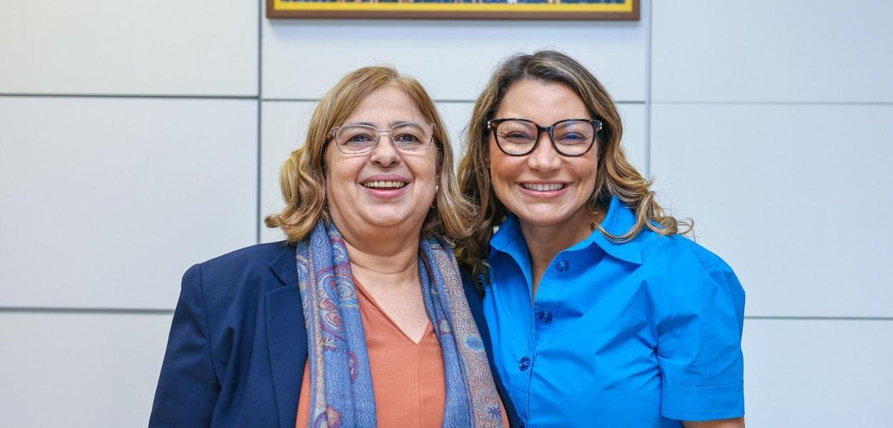 Ministra das Mulheres, Cida Gonçalves, e a primeira-dama Janja Lula Silva