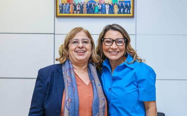 Ministra das Mulheres, Cida Gonçalves, e a primeira-dama Janja Lula Silva