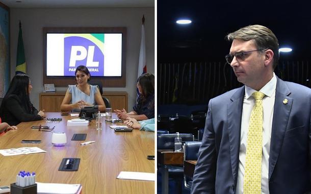 Michelle Bolsonaro e Flávio Bolsonaro