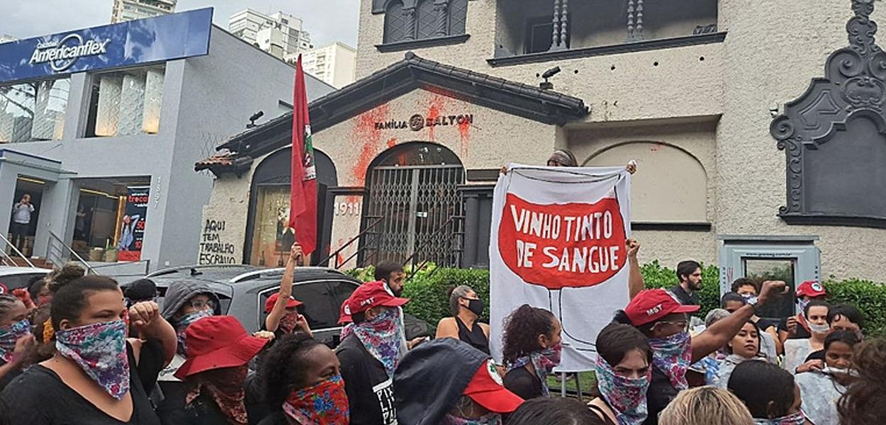 Protesto aconteceu na sede da vinícola na capital paulista