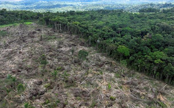Vista de drone mostra área desmatada na Amazônia, em Uruará, Brasil - 21/01/2023