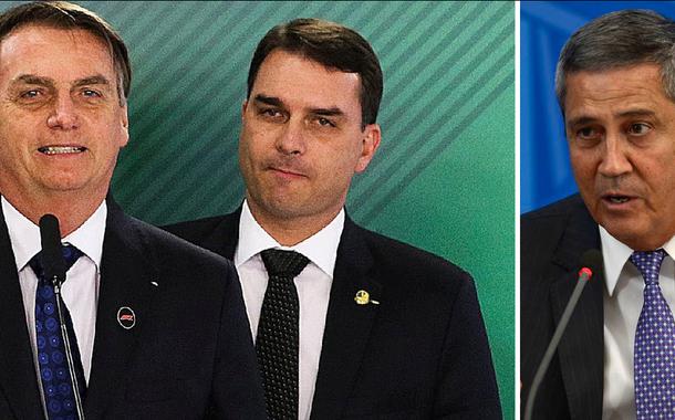 Da esq. para a dir.: Jair Bolsonaro, Flávio Bolsonaro e Braga Netto