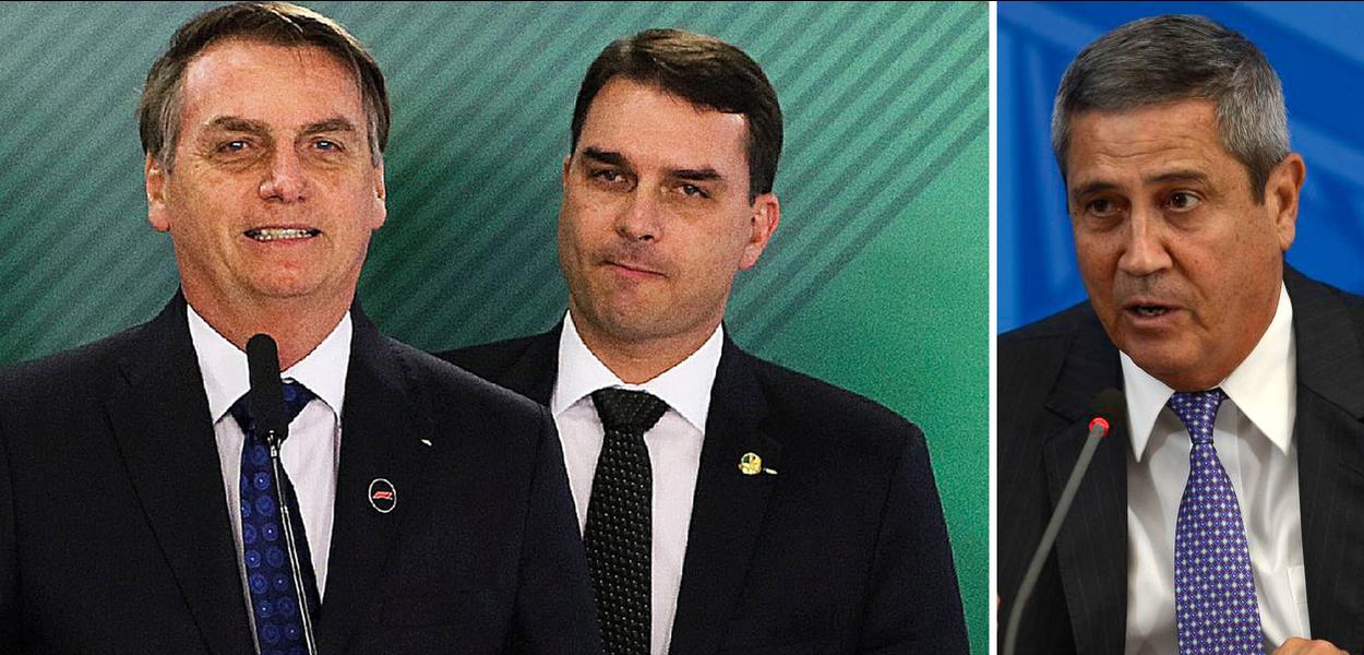 Da esq. para a dir.: Jair Bolsonaro, Flávio Bolsonaro e Braga Netto