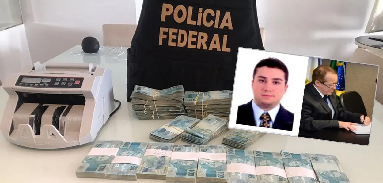 Dinheiro apreendidos pela PF, o advogado Ribeiro e o pai, o desembargador do TRF-1 Cândido Ribeiro