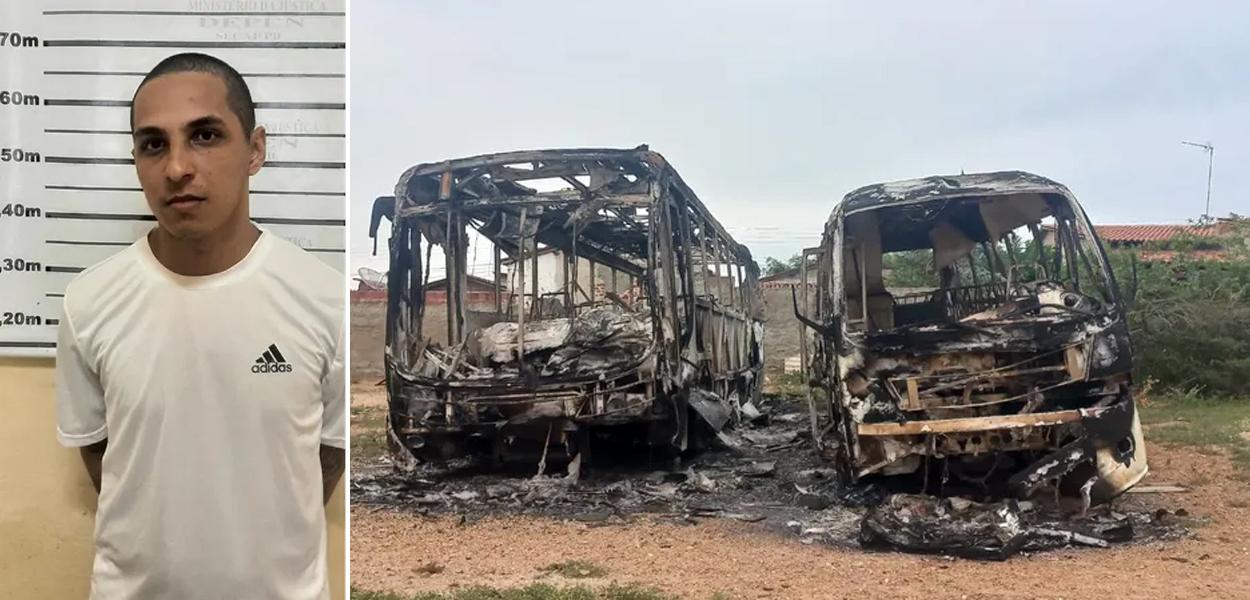 José Wilson da Silva Filho e ônibus escolares foram incendiados no municípios de São Tomé, RN (Foto: Divulgação/Polícia Civil) José Wilson da Silva Filho e ônibus escolares foram incendiados no municípios de São Tomé, RN