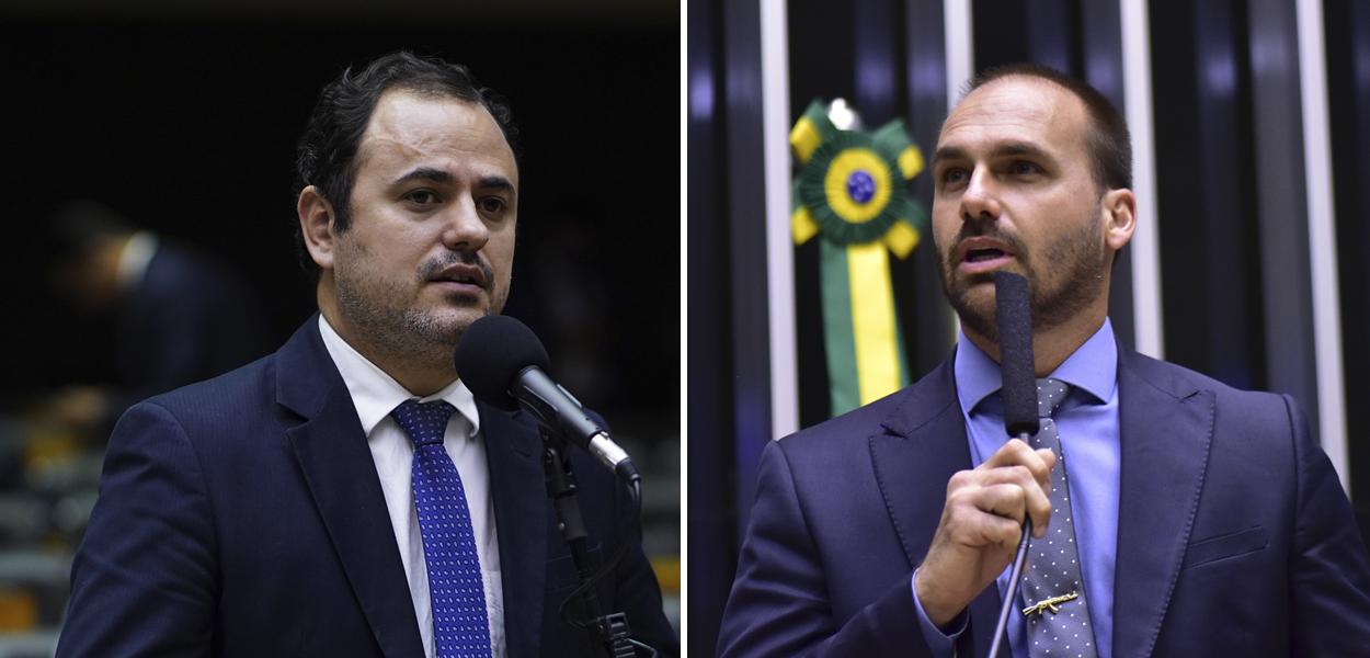Glauber Braga e Eduardo Bolsonaro (Foto: Pablo Valadares/Câmara dos Deputados | Zeca Ribeiro/Câmara dos Deputados) Glauber Braga e Eduardo Bolsonaro