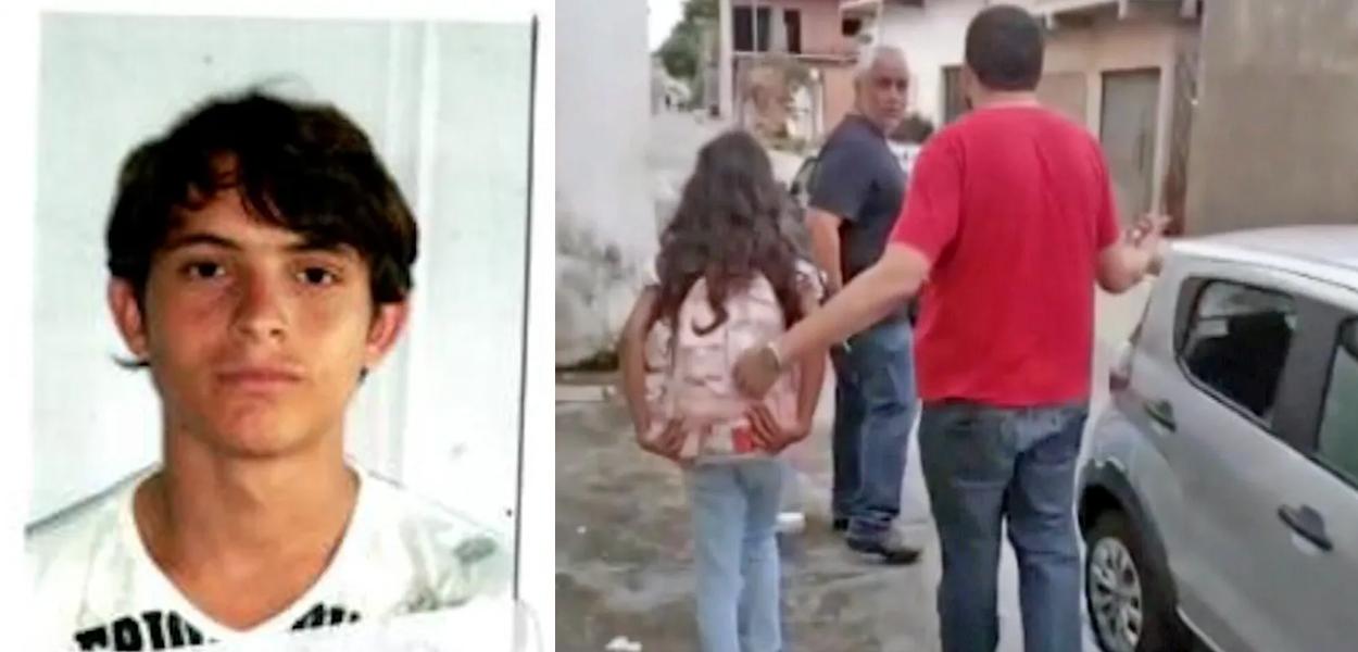 Eduardo da Silva Noronha e menina de 12 anos saindo do cativeiro (Foto: Reprodução/TV Globo) Eduardo da Silva Noronha e menina de 12 anos saindo do cativeiro