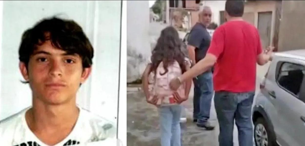 Eduardo da Silva Noronha e menina de 12 anos saindo do cativeiro (Foto: Reprodução/TV Globo) Eduardo da Silva Noronha e menina de 12 anos saindo do cativeiro