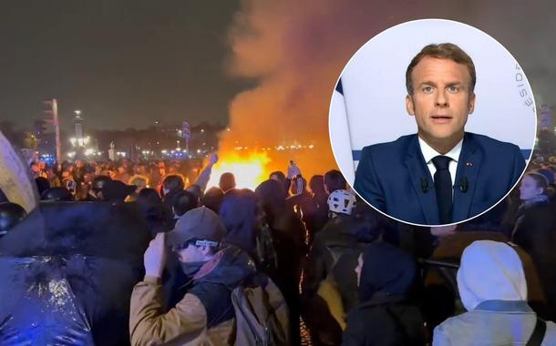 Protestos na França contra o presidente Emmanuel Macron