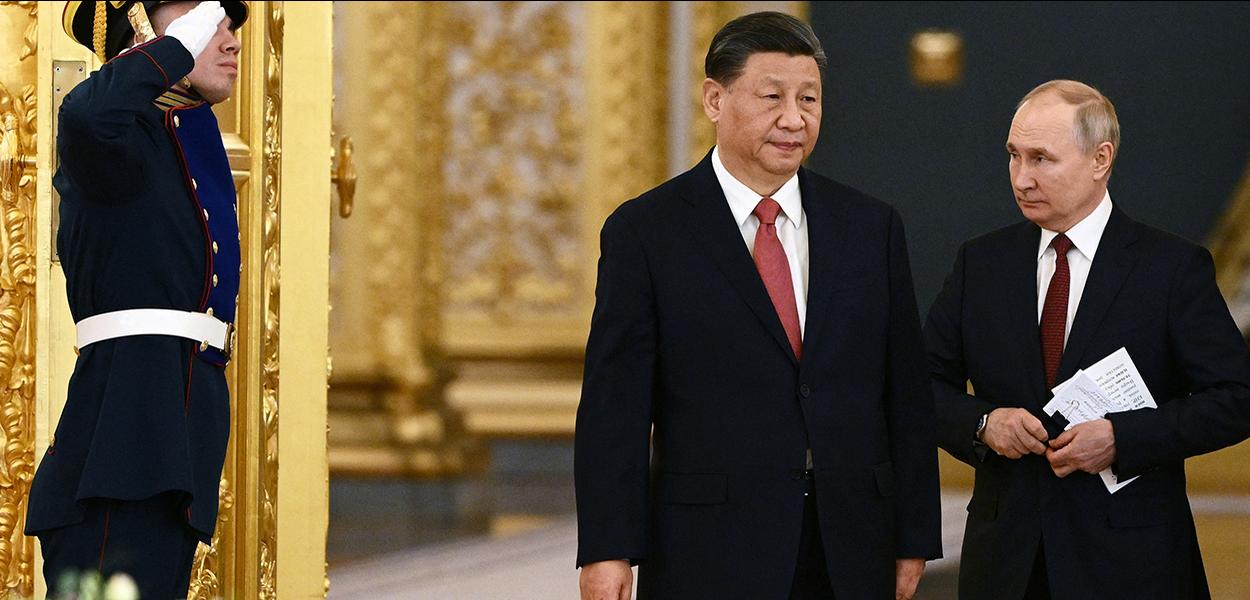 Presidentes da China, Xi jinping, e da Russia, Vladimir Putin. 21/03/2023