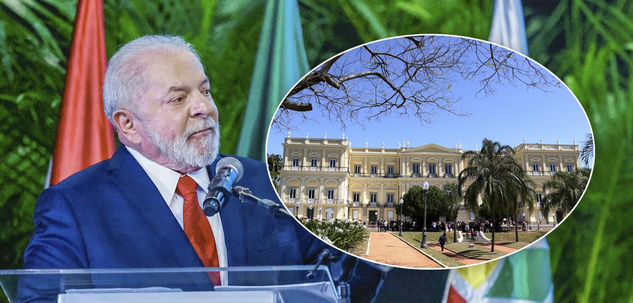 Presidente Lula e Museu Nacional (Foto: Ricardo Stuckert/PR | Tânia Rêgo/Agência Brasil) Presidente Lula e Museu Nacional