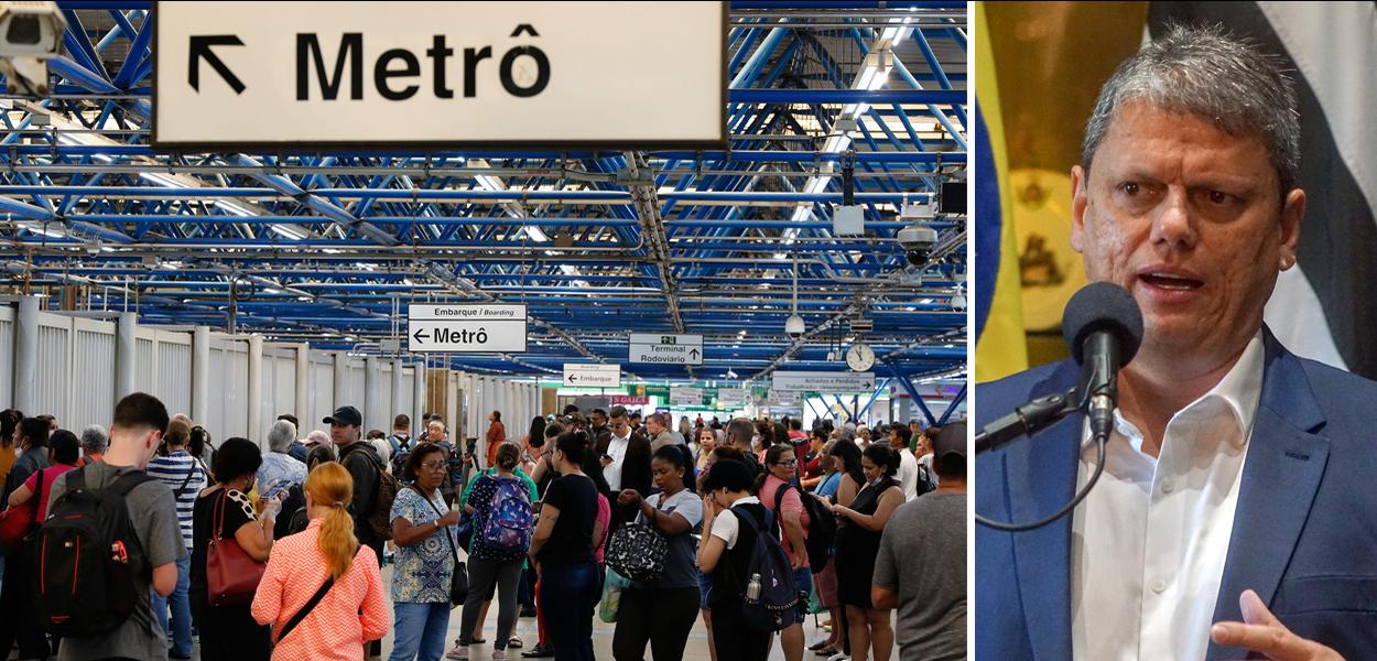 Metrô e Tarcísio de Freitas (Foto: Fernando Frazão/Agência Brasil | Rogério Cassimiro/Governo do Estado de SP) Metrô e Tarcísio de Freitas