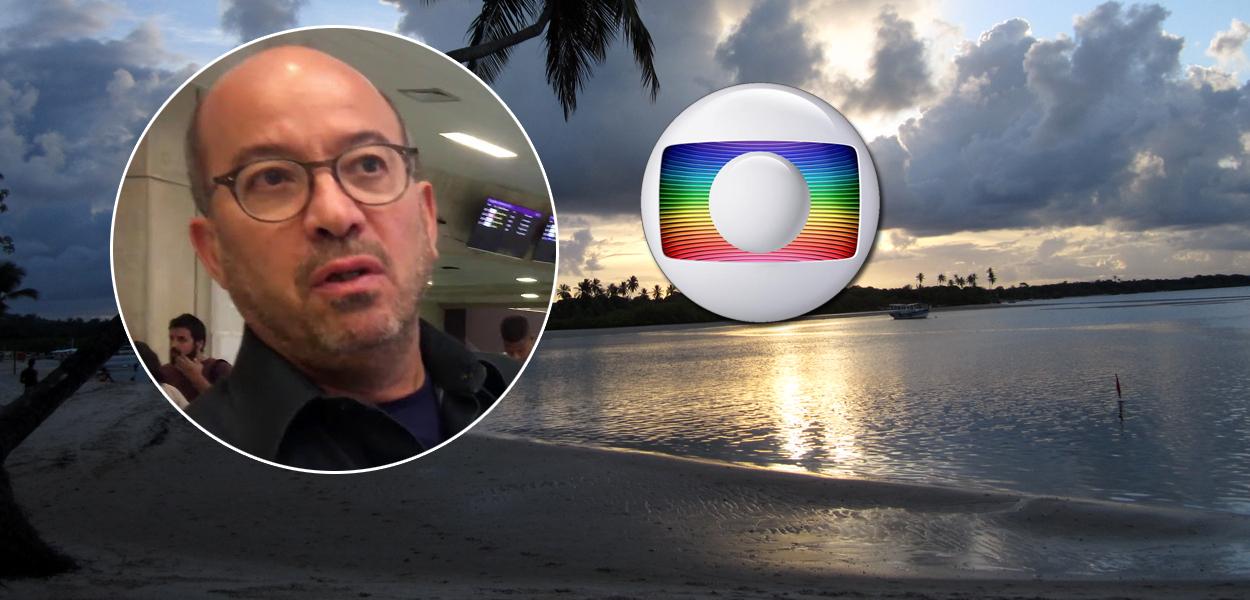 José Roberto Marinho, logo da Globo e a Ilha de Boipeba, no sul da Bahia