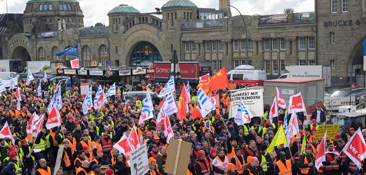 Protesto em Hamburgo, na Alemanha