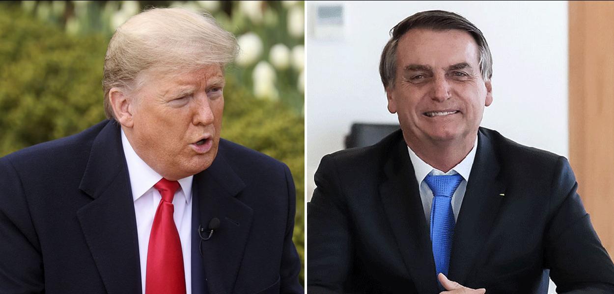 Donald Trump (à esq.) e Jair Bolsonaro