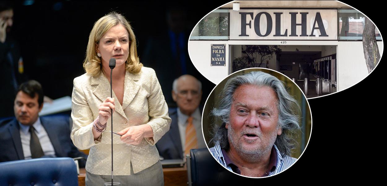 Gleisi Hoffmann, Steve Bannon e Folha de S. Paulo