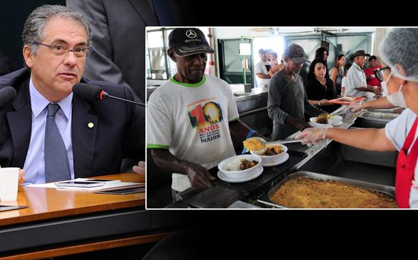 Montagem: deputado Carlos Zarattini e serviço de refeição em unidade do Bom Prato