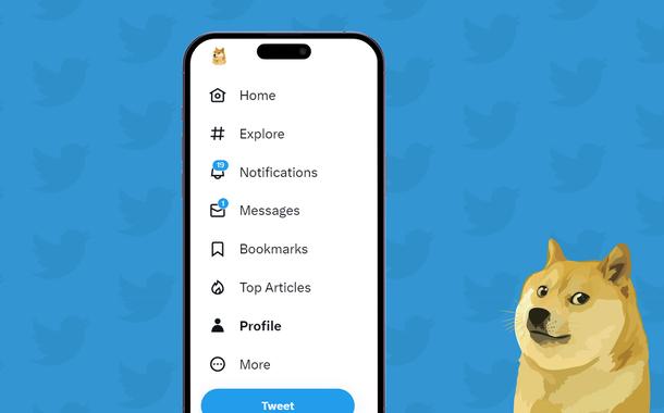 Twitter e logo da critomoeda Dogecoin