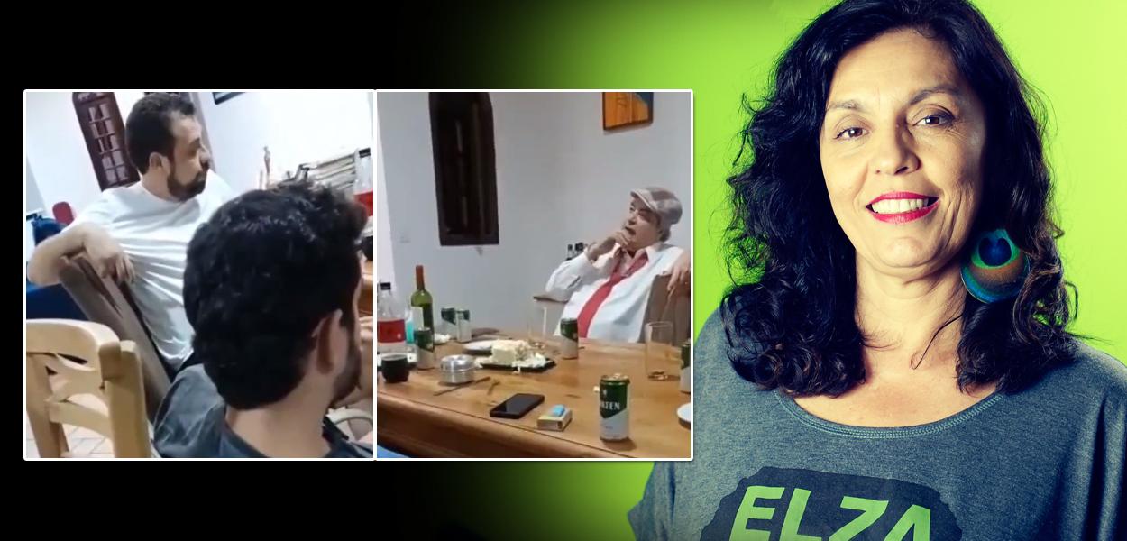 Print do vídeo sobre Guilherme Boulos e José Luiz Datena, e outra foto da jornalista Cynara Menezes