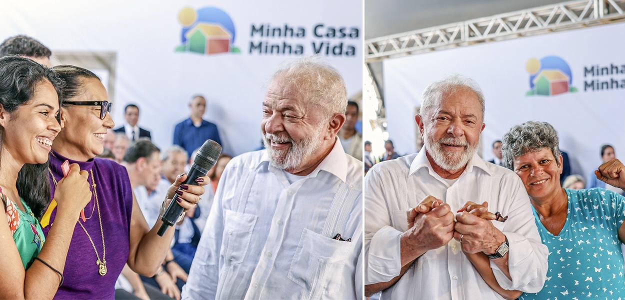 Lula e Janja, durante entrega de chaves aos beneficiários do Programa Minha Casa Minha Vida no Residencial Celina Bezerra, Rondonópolis - MT