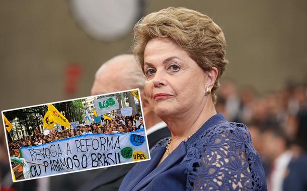 Ato contra a reforma do ensino médio e Dilma Rousseff