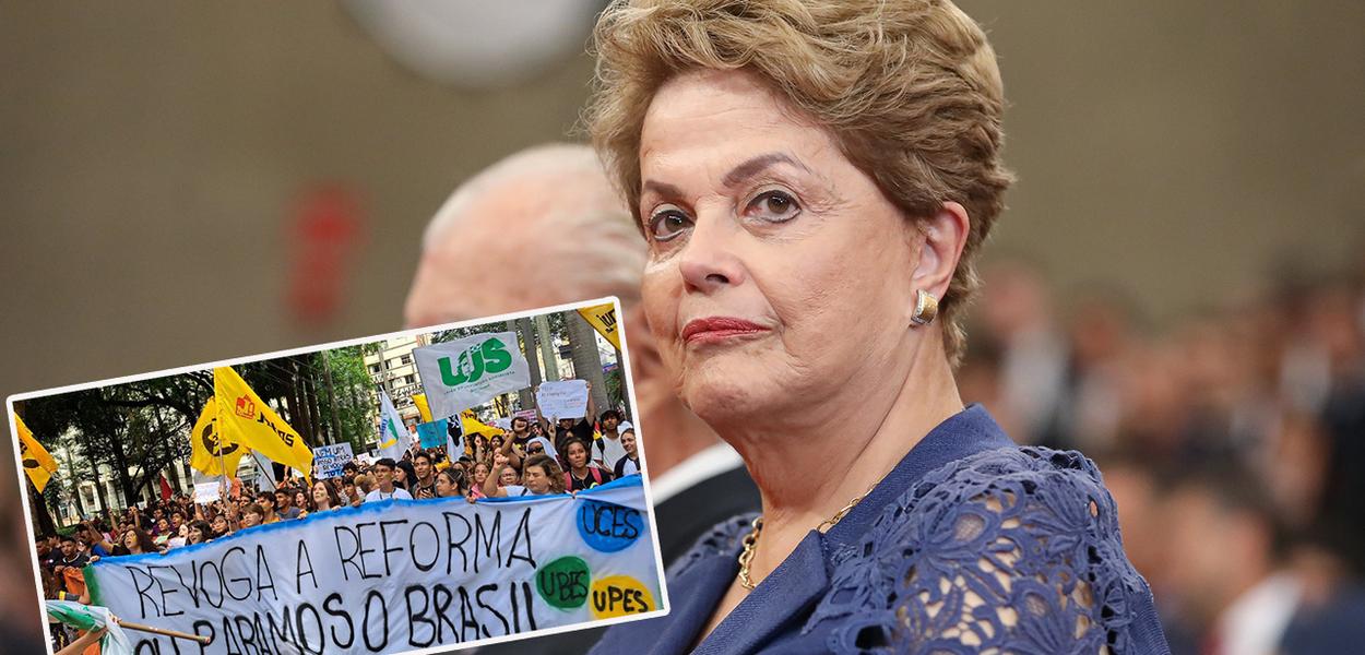 Ato contra a reforma do ensino médio e Dilma Rousseff