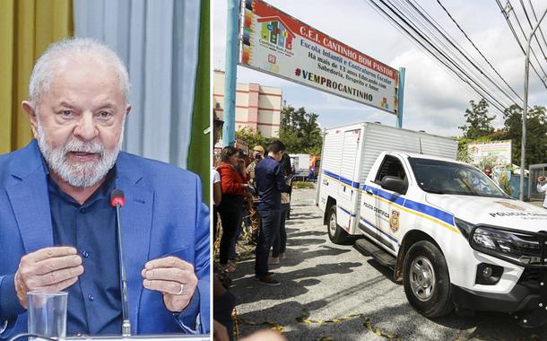 Lula | Carro da Polícia Científica deixa creche que sofreu atentado em Blumenau, Santa Catarina