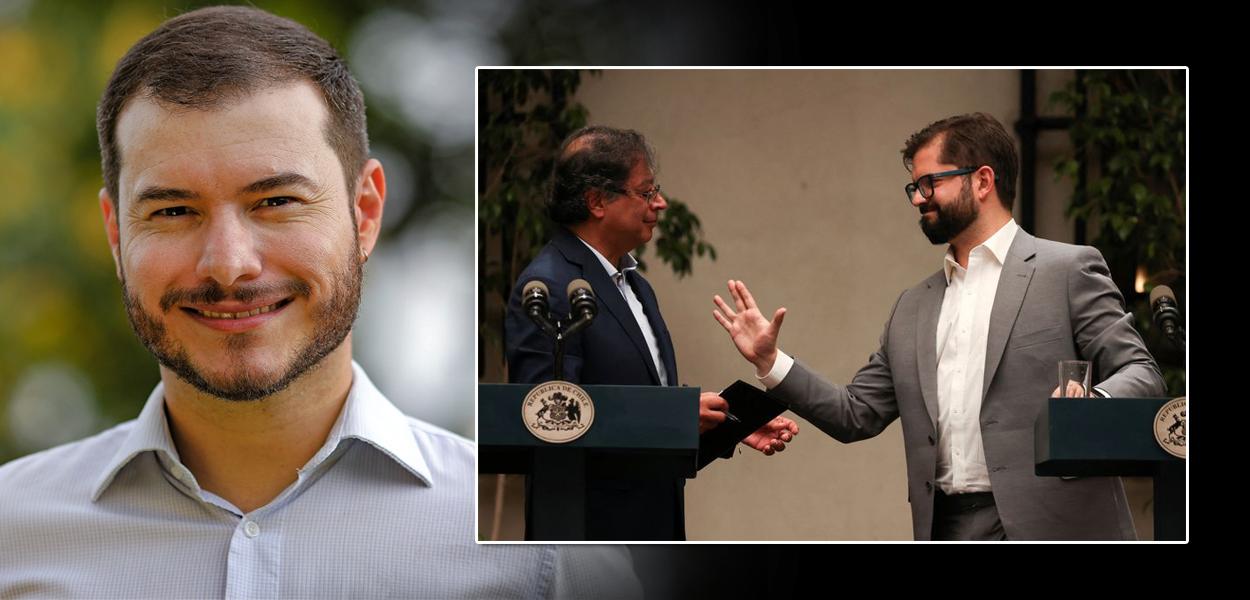 Montagem: Juliano Medeiros, Gustavo Petro e Gabriel Boric