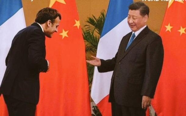 Xi Jinping recebe Macron em Pequim, 6 de abril de 2022